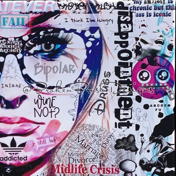 “Borderline” – Original Digital Collage Pop Art Canvas Punk/Emo Aesthetic - Picture 13 of 13